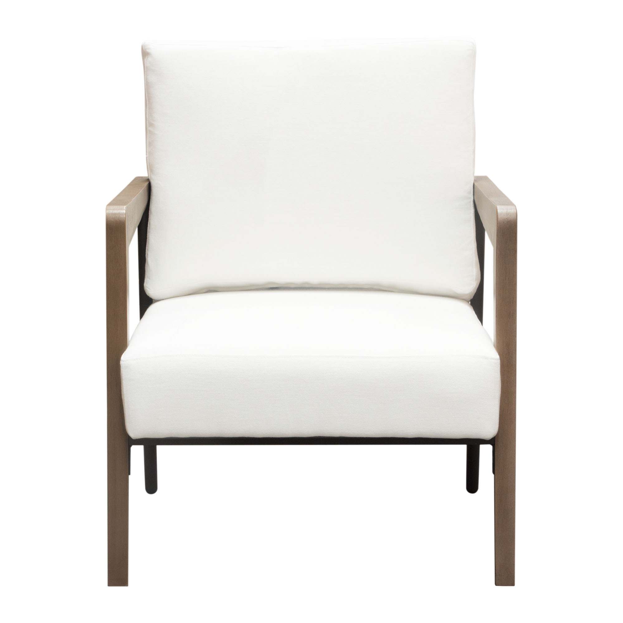 Diamond Sofa Blair Accent Chair In White Fabric With Curved Wood Leg