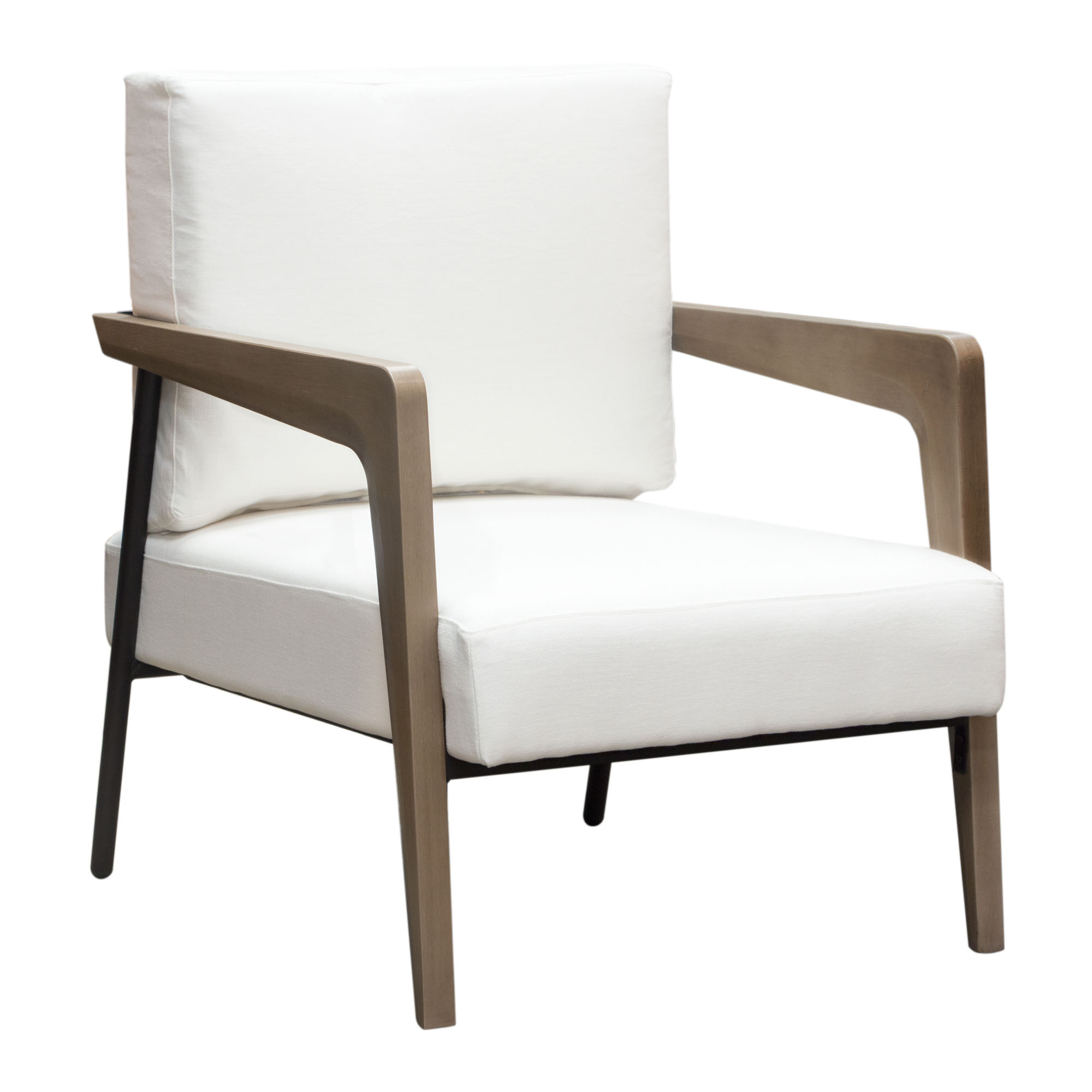 Diamond Sofa Blair Accent Chair In White Fabric With Curved Wood Leg