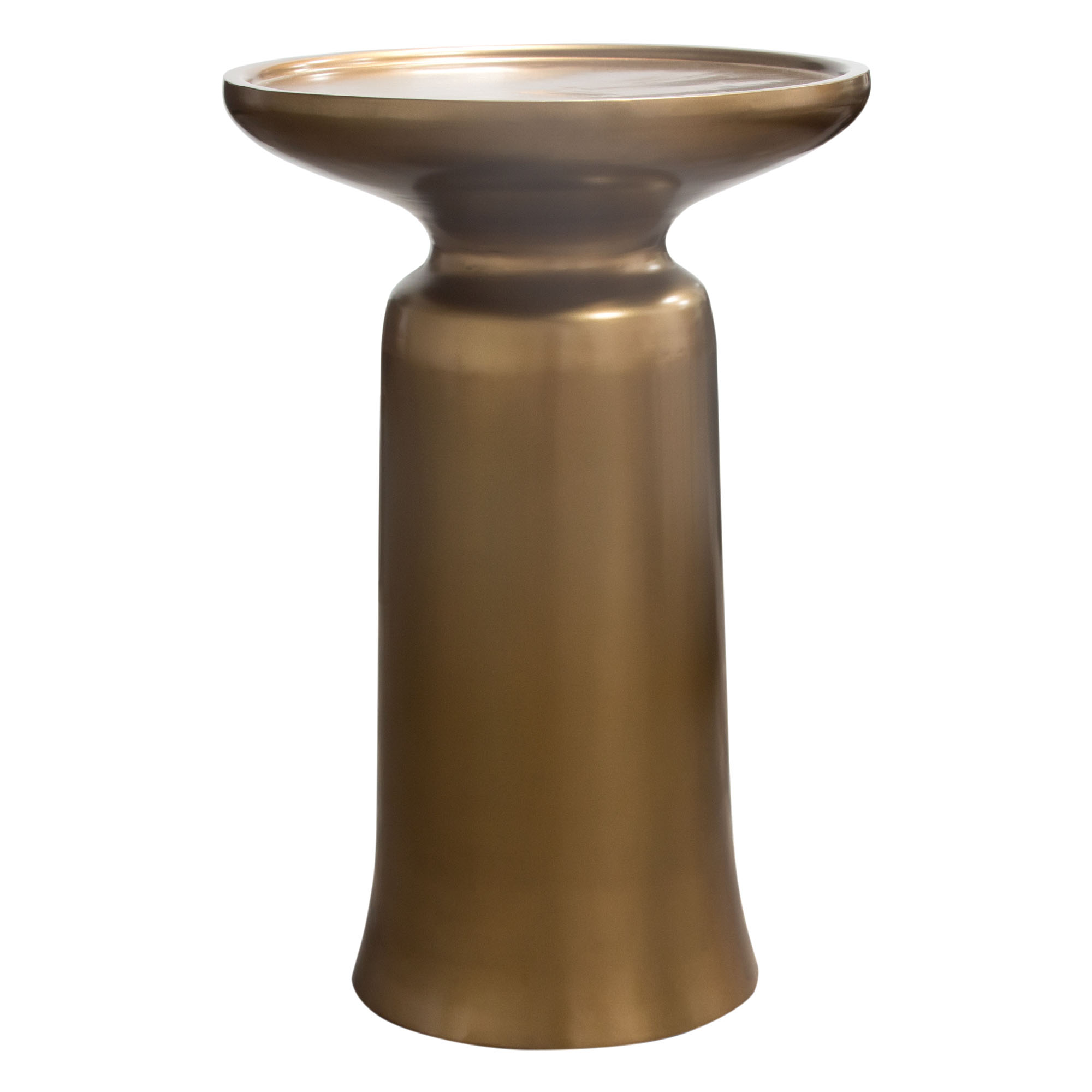 Mesa Round Pedestal Accent Table W/ Casted Aluminum Base In Gold Finish ...