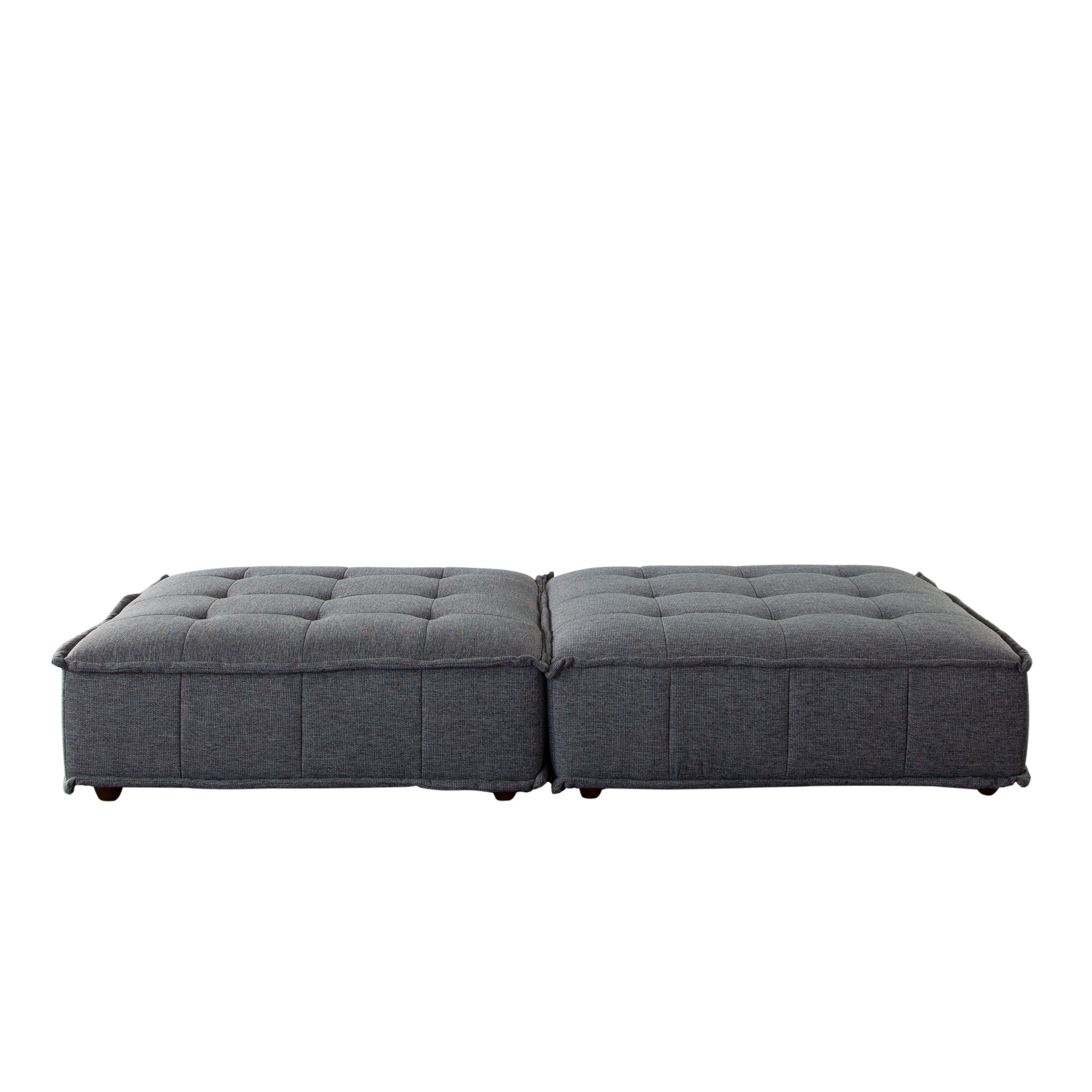 Platform 2piece Square Modular Lounger In Grey Fabric W/ Bolstered, Nonskid Backrest Sofas
