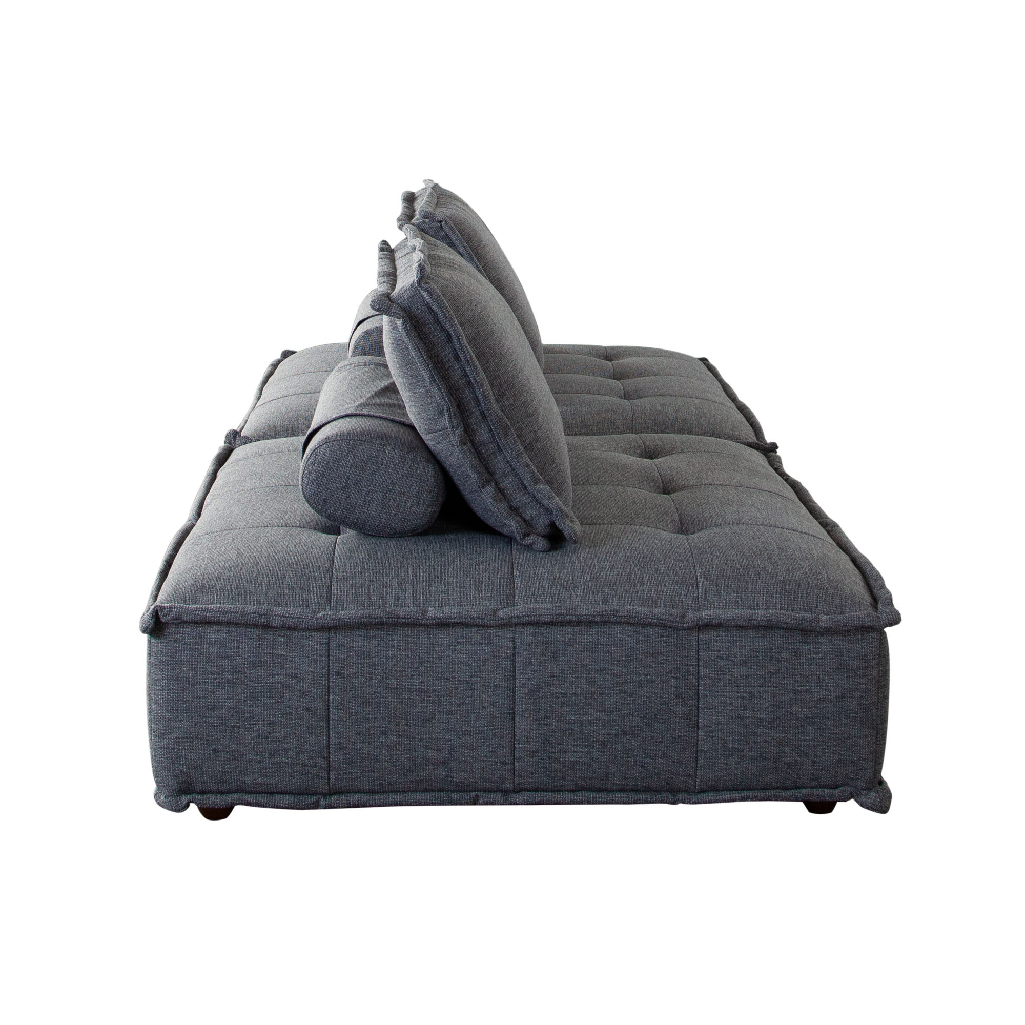 Platform 2piece Square Modular Lounger In Grey Fabric W/ Bolstered