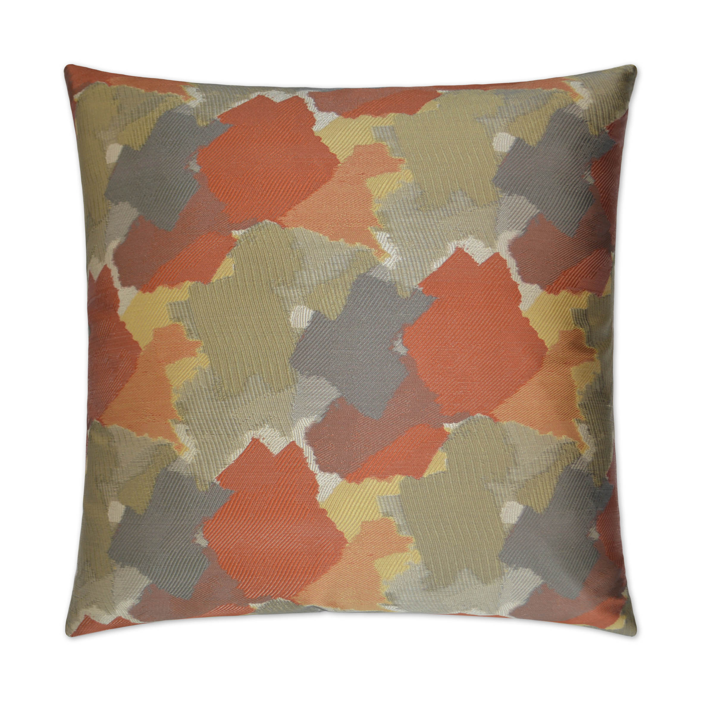Splatter Tangerine Orange,grey,yellow Throw Pillow 24 X 24 2750t