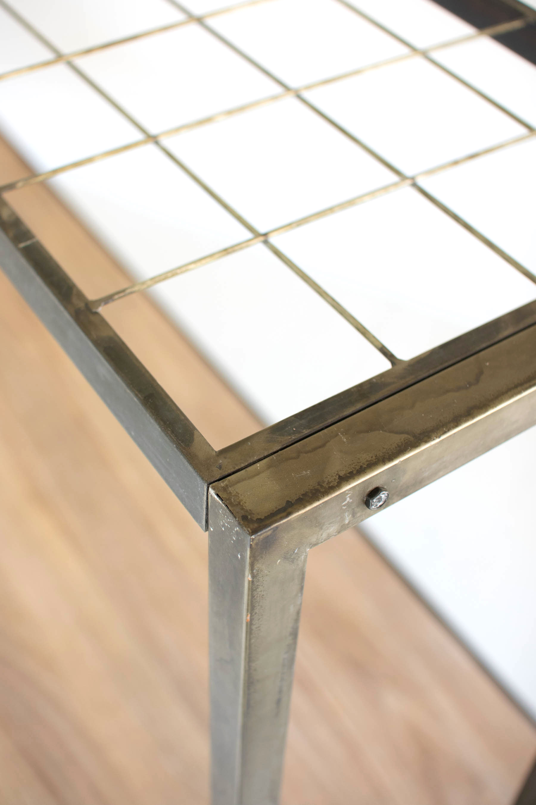 Metal Store Display Table With Wooden Top Console Tables