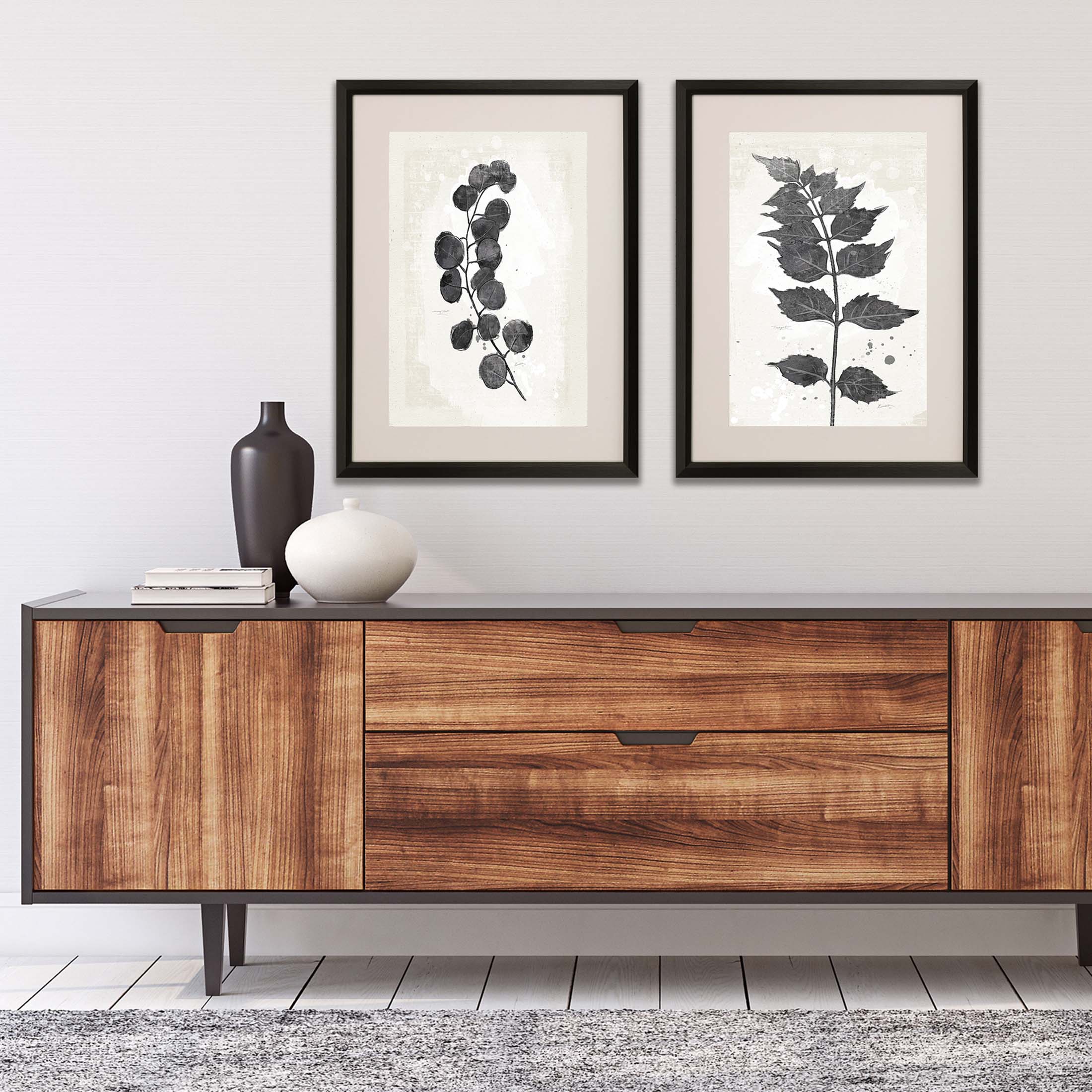 Paragon Wall Art Garden Vines I S/2 Black Transitional Florals Framed