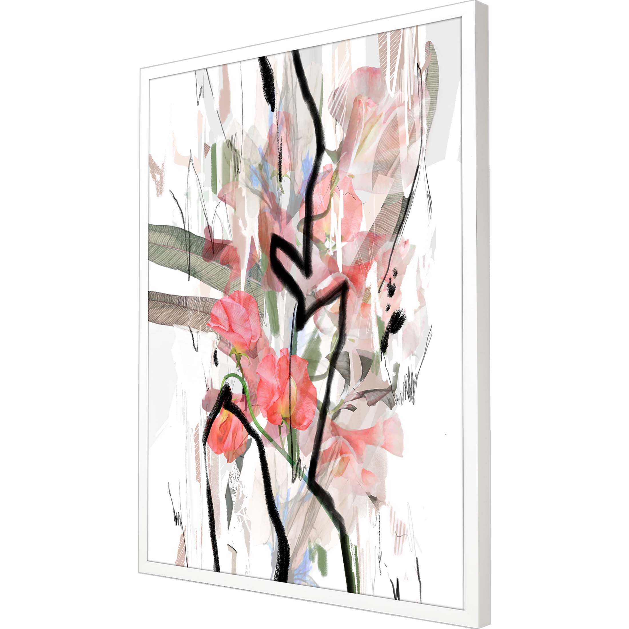 Paragon Wall Art Chloe Pink Contemporary Florals Framed Art (50x38