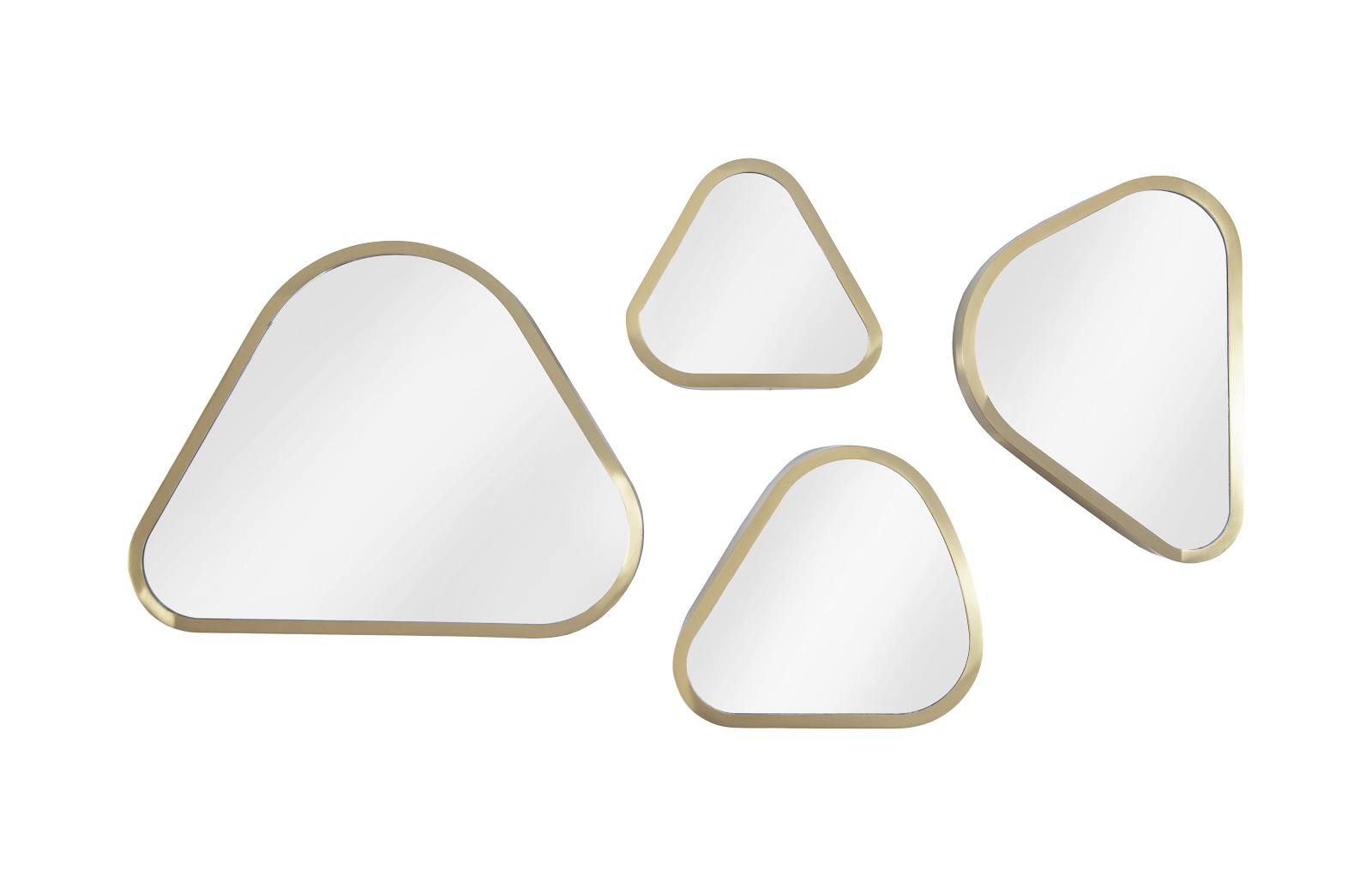 Phillips Collection Pebble Mirrors, Set Of 4, Brushed Brass Gold Metal Decorative Wall Mirror