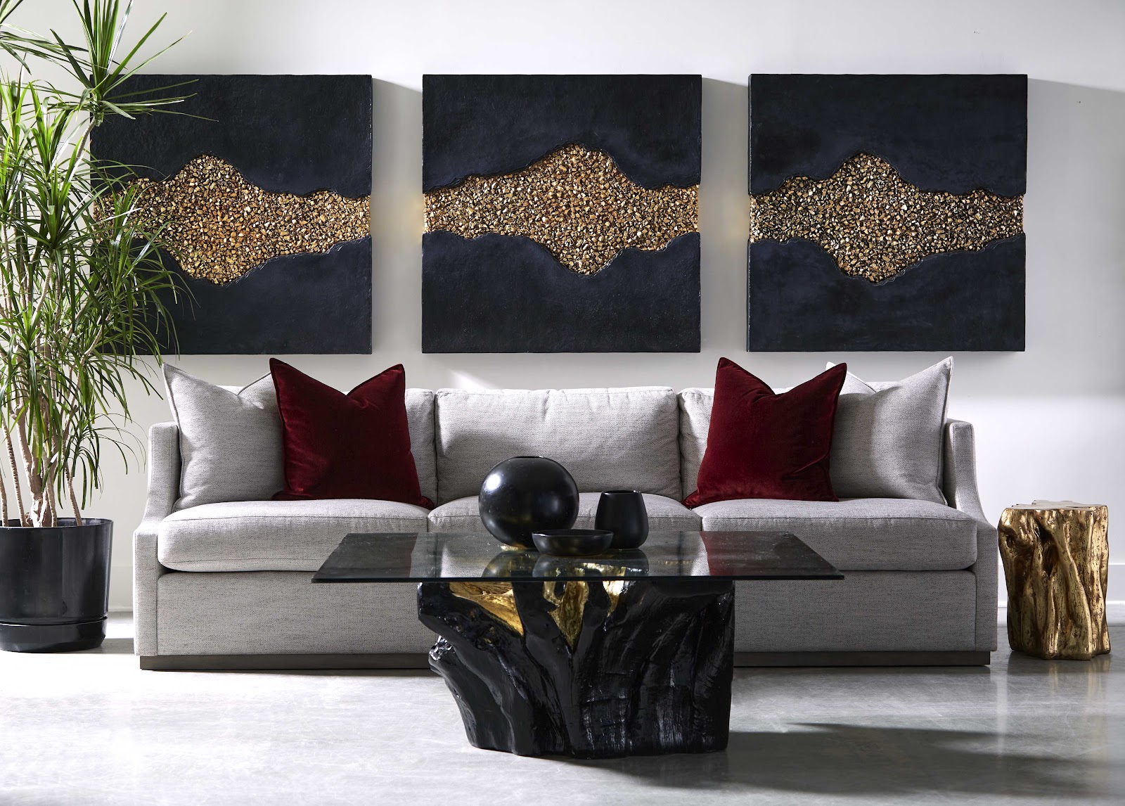Phillips Collection Geode Texture Panel Black And Gold, Wall Decor