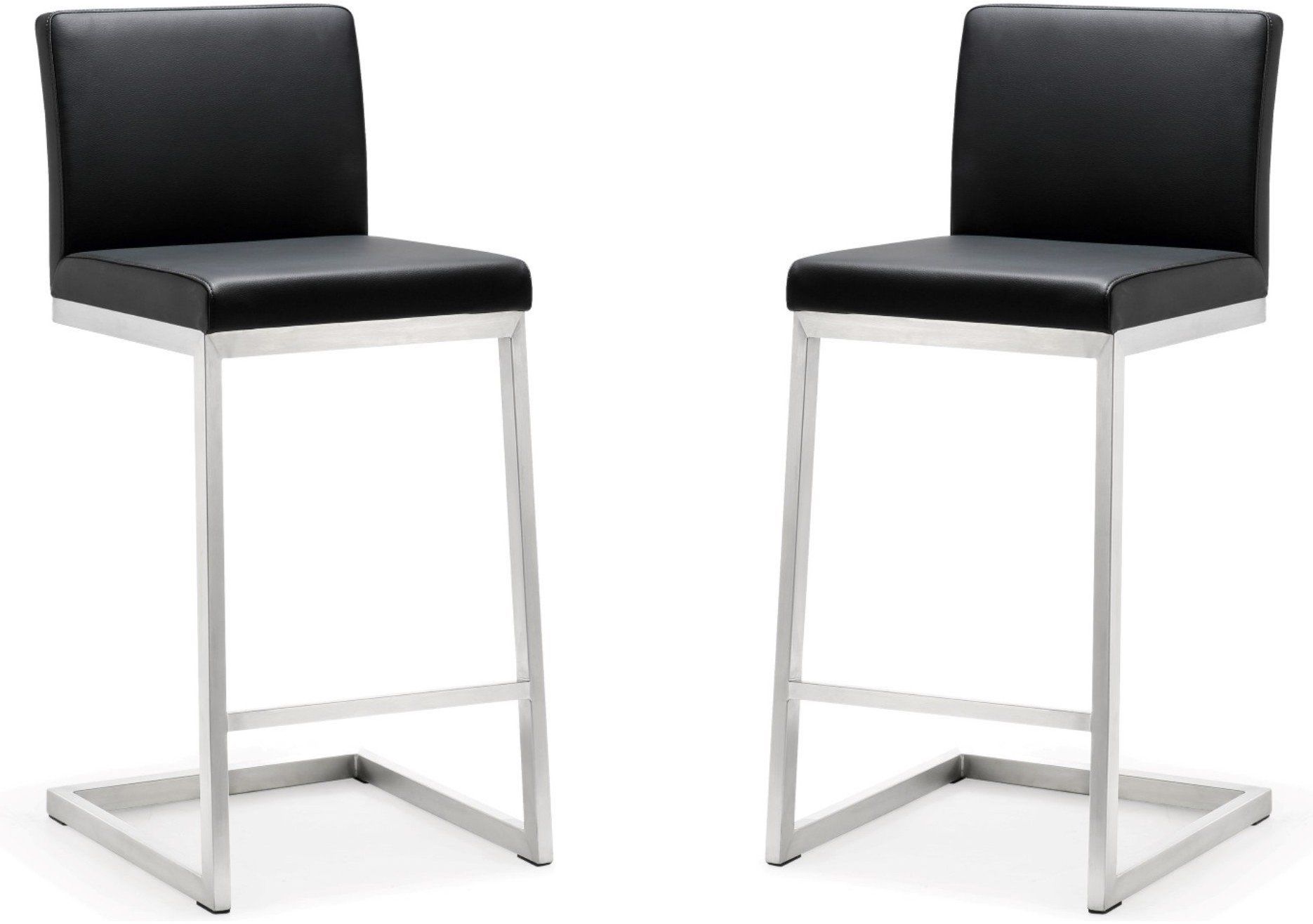 Tov Parma Black Stainless Steel Counter Stool Set Of 2, In Black