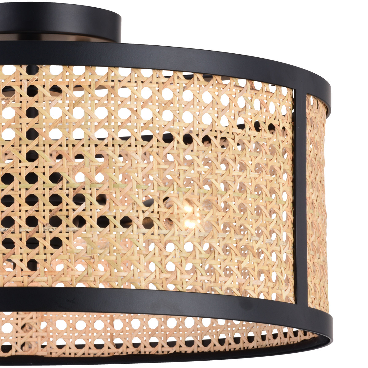 Berens 15.5in W Matte Black Modern Farmhouse Drum Semi Flush Mount