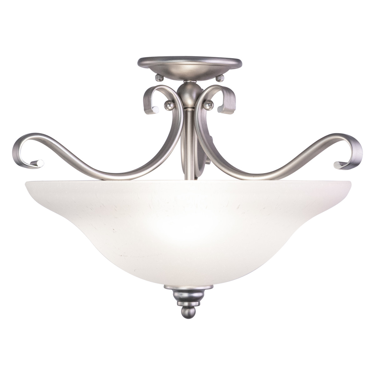 Vaxcel Monrovia 17in W Brushed Nickel Bowl Semi Flush Mount Ceiling