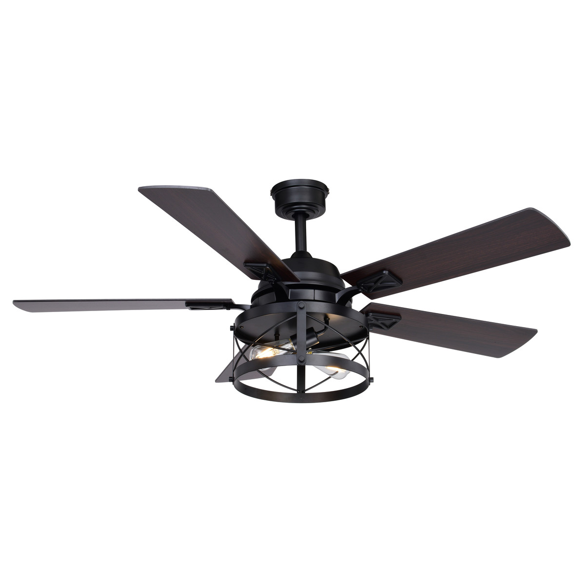 Vaxcel Elburn Black Farmhouse Ceiling Fan With Caged Drum Led Light Kit