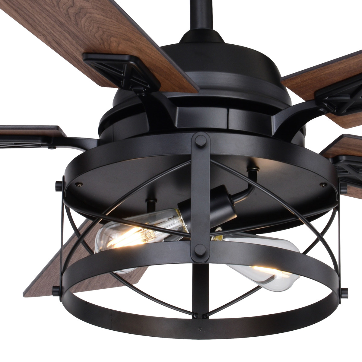 Vaxcel Elburn Black Farmhouse Ceiling Fan With Caged Drum Led Light Kit