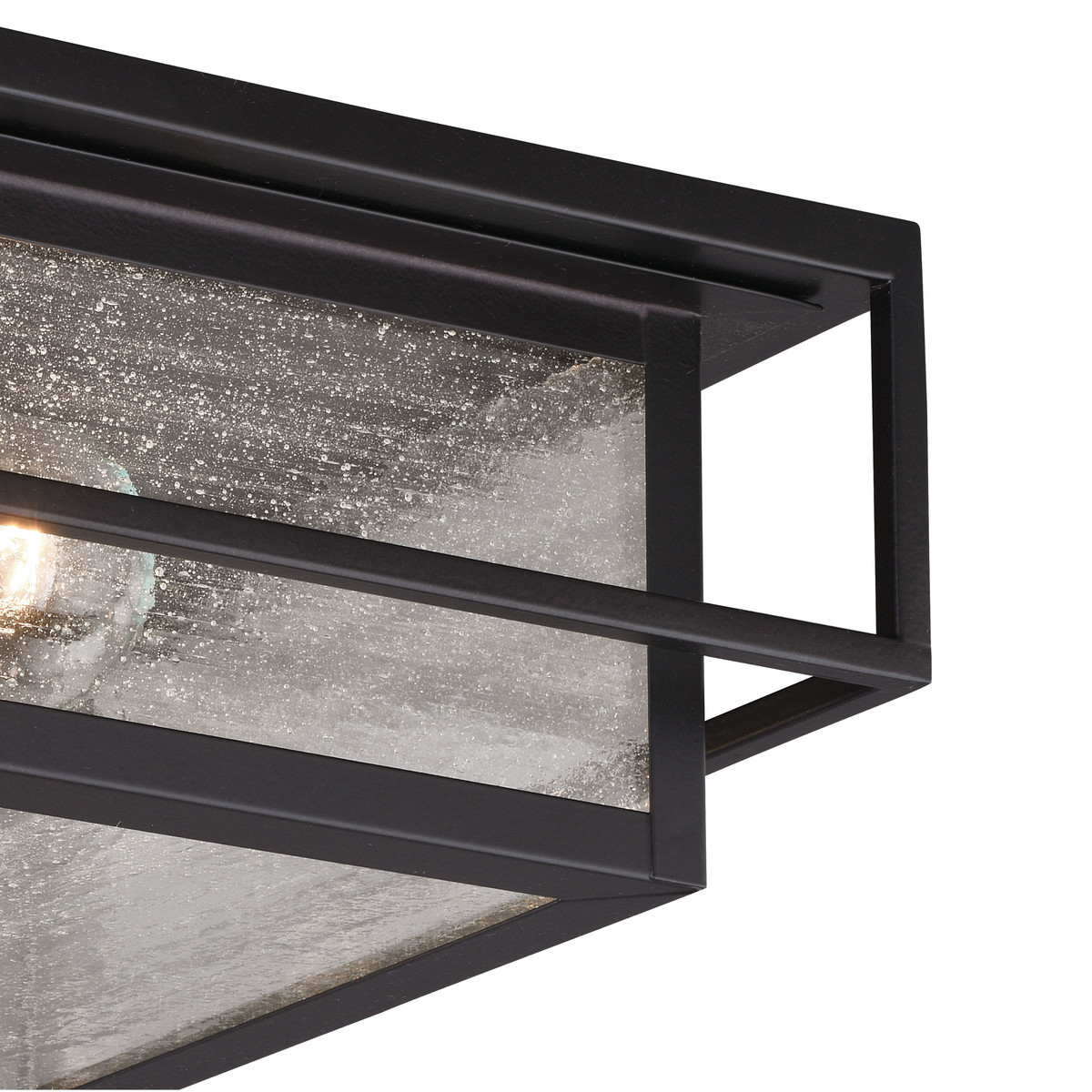 Vaxcel Hyde Park Bronze Mission Square Outdoor Flush Mount Ceiling Light Clear Glass T0470
