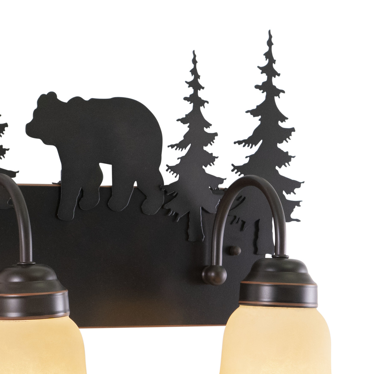 Vaxcel Bozeman 2 Light Bronze Rustic Bear Bathroom Vanity Fixture