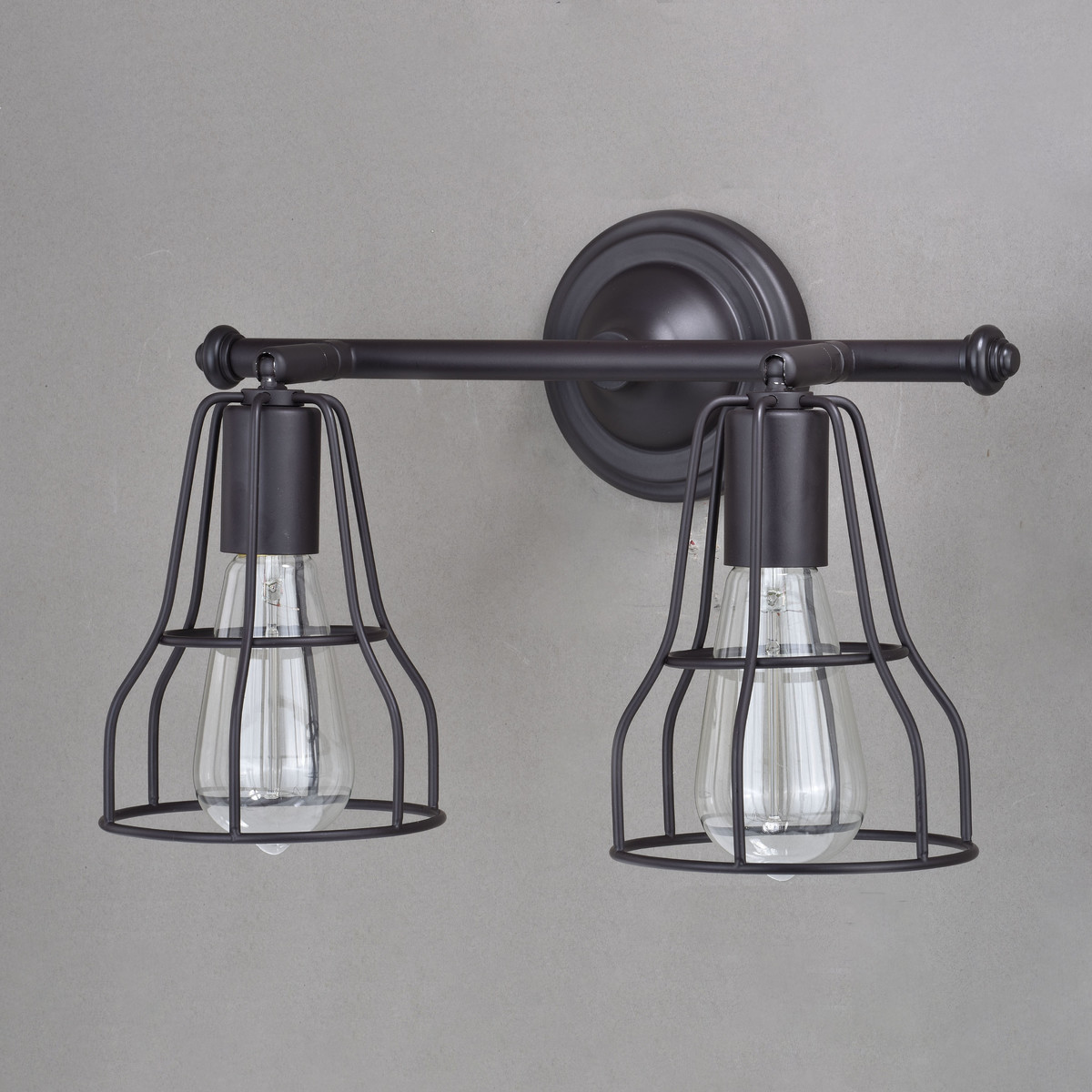 Vaxcel Clybourn 2 Light Bronze Adjustable Wire Cage Bathroom Vanity